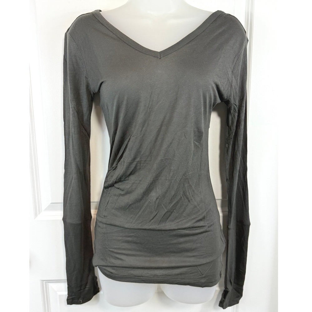 NEW Grey State Women's Modal V-Neck Long Sleeve Tee Slate Gray Lounge Casual S
